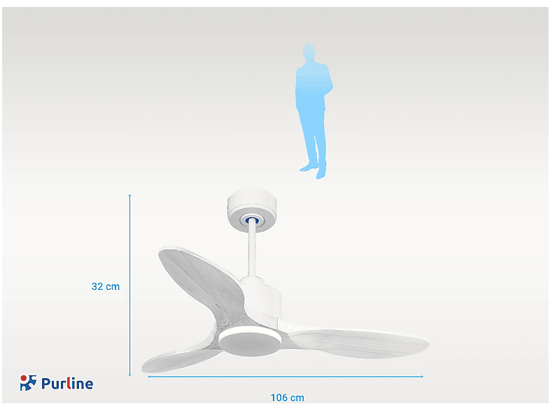 Ventilador de techo - Purline LimaD106C0364878, 6 velocidades, Blanco