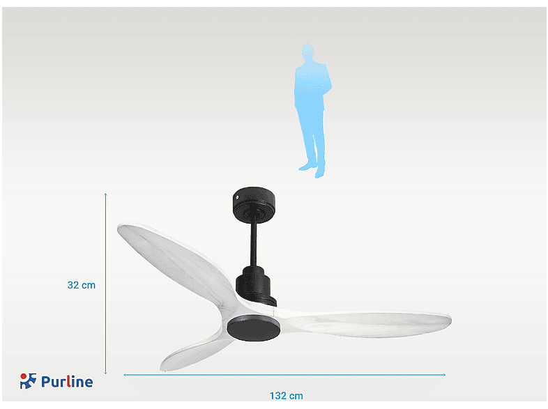 Ventilador de techo - Purline SantoriniD132C0464571, 6 velocidades, Negro