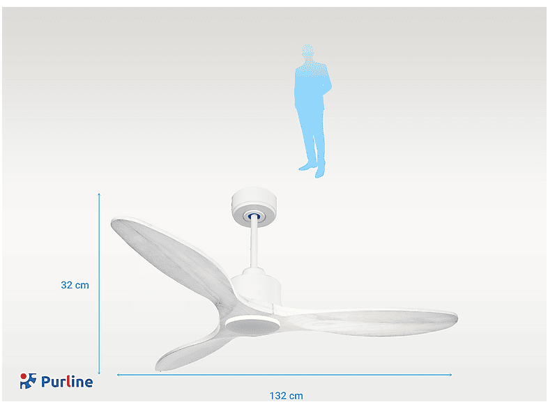 Ventilador de techo - Purline SantoriniD132C0367703, 6 velocidades, Blanco