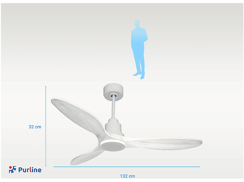 Ventilador de techo - Purline SantoriniD132C0464413, 6 velocidades, Blanco