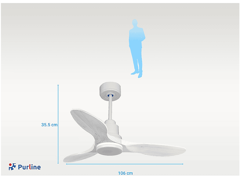 Ventilador de techo - Purline LimaD106C04LED64457, 18 W, 6 velocidades, Blanco