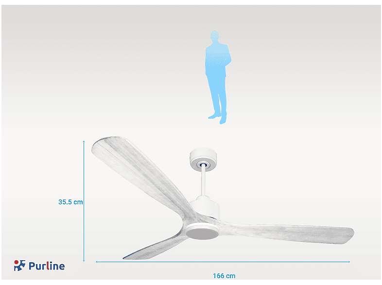 Ventilador de techo - Purline MadeiraD166C03LED64963, 18 W, 6 velocidades, Blanco