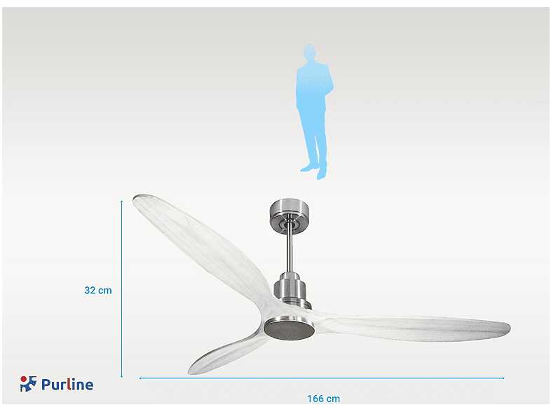 Ventilador de techo - Purline SalD166C0464493, 6 velocidades, Plata