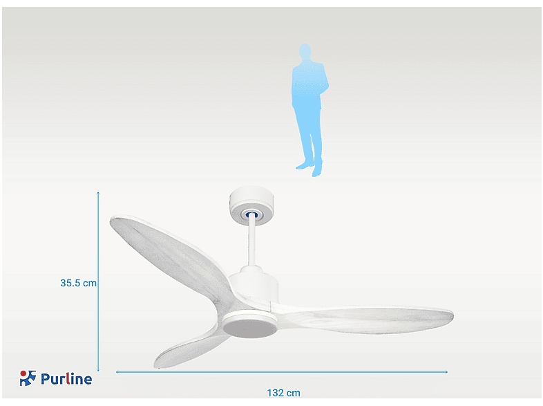 Ventilador de techo - Purline SantoriniD132C03LED64947, 18 W, 6 velocidades, Blanco