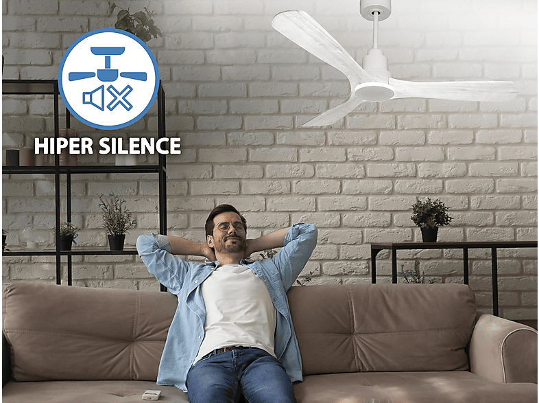 Ventilador de techo - Purline NusaD132C0466724, 6 velocidades, Blanco