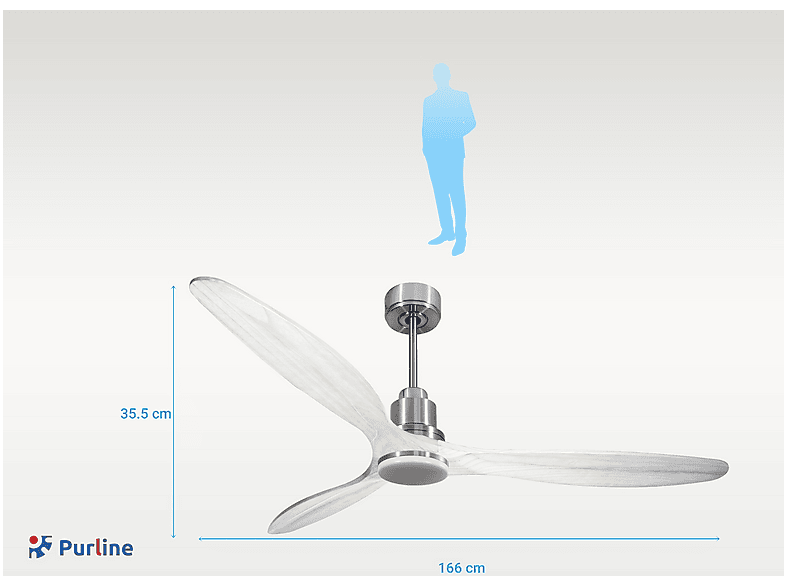 Ventilador de techo - Purline SalD166C04LED67115, 18 W, 6 velocidades, Plata