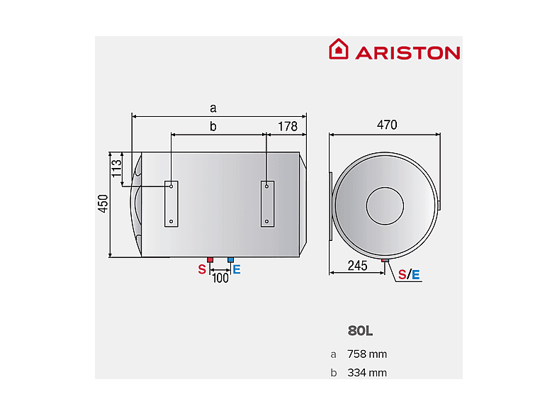 Termo Eléctrico - Ariston BLU1 ECO 80H, 80 l, Blanco