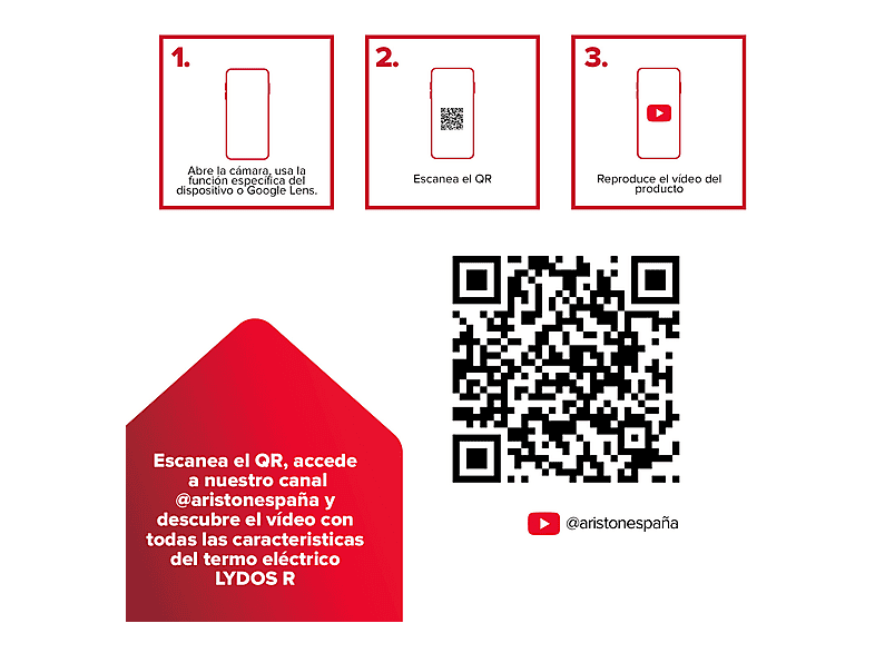 Termo Eléctrico - Ariston KIT LYDOS R 100 + BLISTER INSTAFIX, 100 l, Blanco