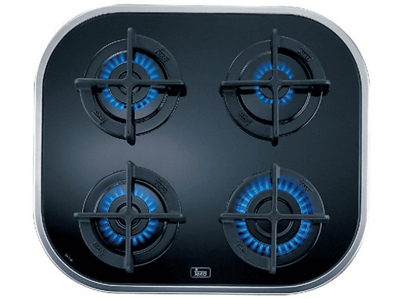 Placa de gas - Teka 10205083 CG.1 4G-AI-AL, 4 zonas, Gas butano, Polivalente, 59 cm, Negro