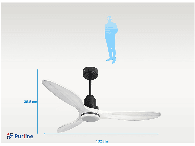 Ventilador de techo - Purline SantoriniD132C04LED64631, 18 W, 6 velocidades, Negro
