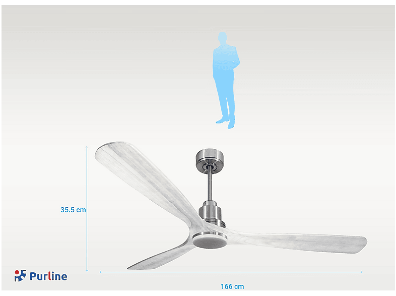 Ventilador de techo - Purline MadeiraD166C04LED64552, 18 W, 6 velocidades, Plata