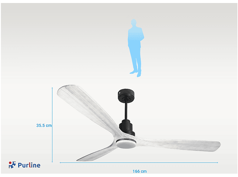Ventilador de techo - Purline MadeiraD166C04LED64646, 18 W, 6 velocidades, Negro