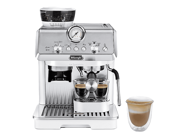 Cafetera espresso - Delonghi LA SPECIALISTA ARTE EC9155.W, 15 bar, 1300 W, 2 tazas, Blanco