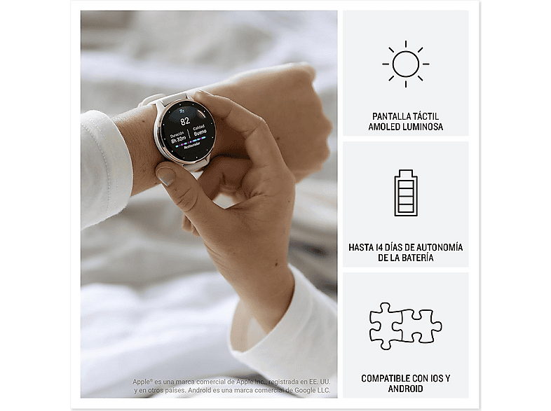 Smartwatch - Garmin VENU 3S, PEBBLE GRAY AND SLATE, WW, Negro