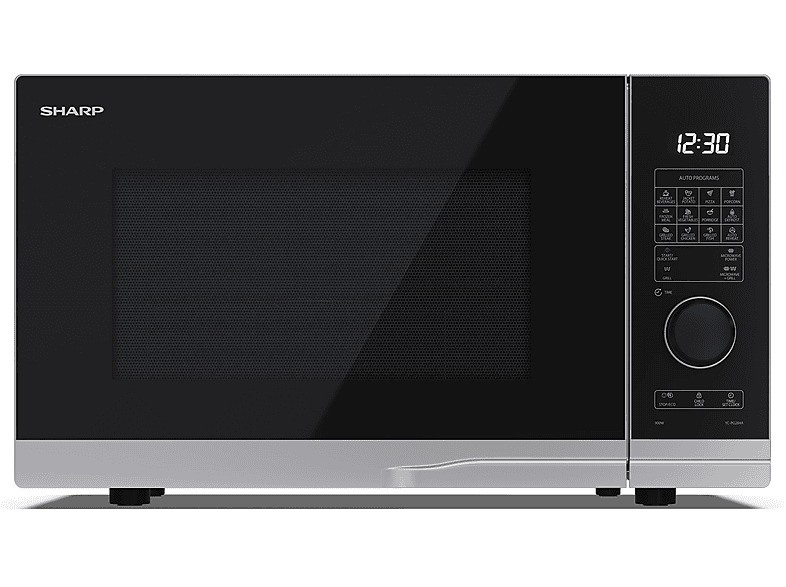 Microondas con grill - Sharp YC-PG284AE-S, 900 W, 10 potencia, 28 l, Inox