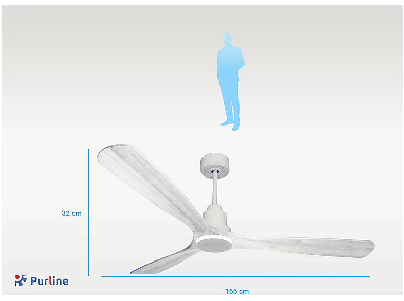 Ventilador de techo - Purline MadeiraD166C0464421, 6 velocidades, Blanco