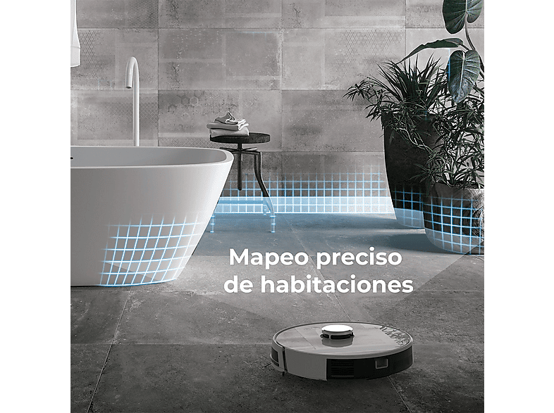 Robot aspirador - Aeno RC2S, 14,8 V, Potencia de succión 2500 kPa, Depósito 0,6 l, Autonomía 130 Min., Blanco