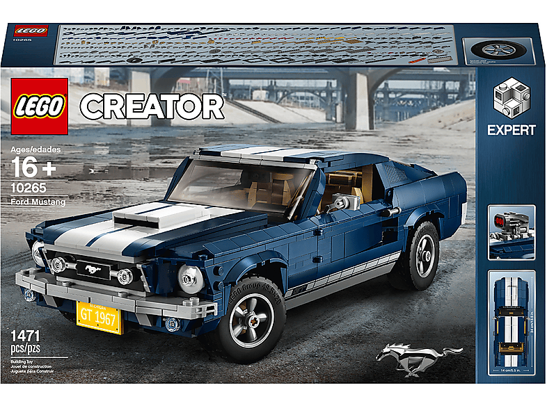 Juego de construcción - LEGO Set de construcción LEGO Creator Expert Ford Mustang - Azul oscuro con motor Big-Block 390 V8, 1471 piezas