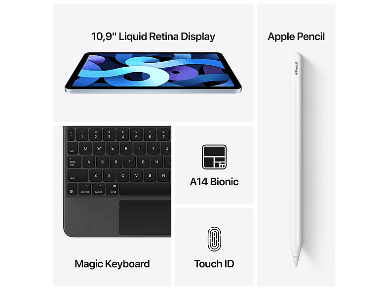 Tablet - Apple iPad Air, 256 GB, Verde, 10,9 " UHD 4K, 4 GB RAM, Apple, A14, Tablet iPadOS