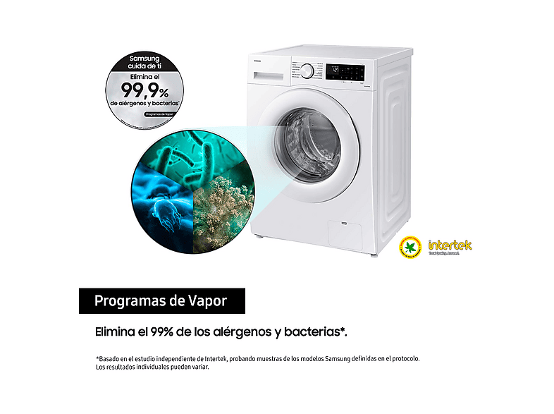 Lavadora carga frontal - Samsung WW90CGC04DTEEC, 9 kg, 14 programas, Blanco