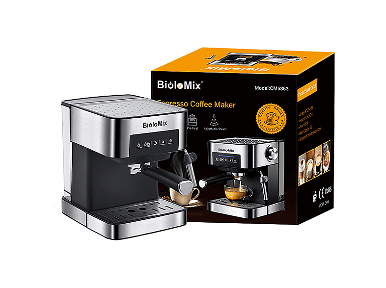 Máquina de café expreso - Biolomix LJ1522, 850 W, Gris