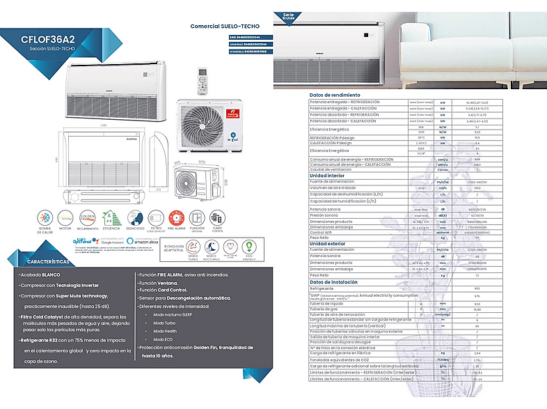 Split 1x1 - Infiniton CFLOF36A2, Función Inverter, Blanco