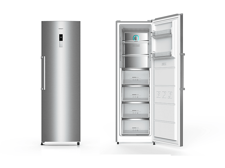 Congelador vertical - Honest HCV185IN, No-Frost, Metal Cooling, A+++ (D), 185 cm, Inoxidable