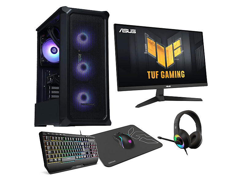 PC Gaming - Epical-Q Pack Gaming GPlus47, Intel Core i5 12400F, 32 GB RAM, 1 TB SSD, GeForce RTX™ 5060, Windows 11 Home, Monitor 27 " Full-HD, Negro