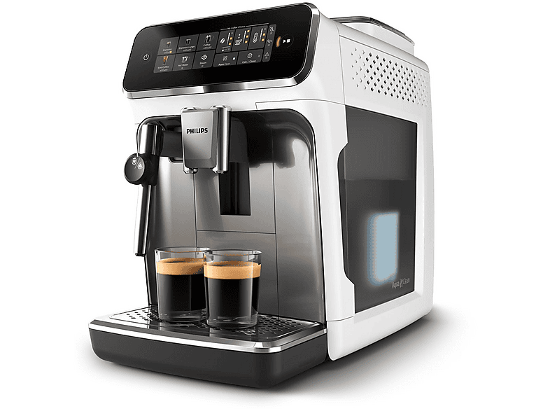 Cafetera superautomática - Philips EP3323/90 - S3300 BLANCA/TEATRO CROMO 4 VARIEDADES, 15 bar, 1500 W, 2 tazas, Cromado blanco