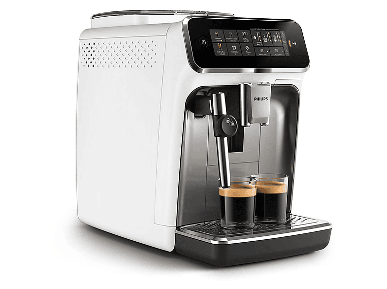 Cafetera superautomática - Philips EP3323/90 - S3300 BLANCA/TEATRO CROMO 4 VARIEDADES, 15 bar, 1500 W, 2 tazas, Cromado blanco