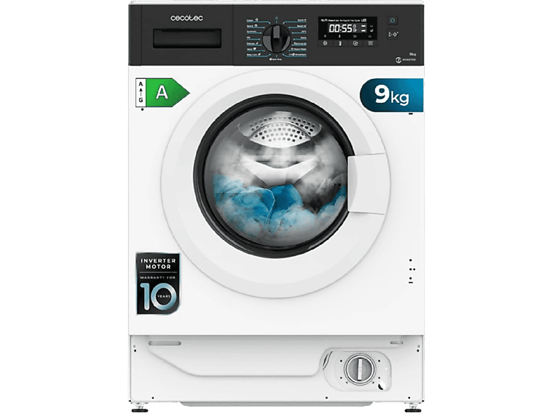Lavadora integrable - Cecotec Bolero DressCode 940 BI Inverter A, 9 kg, Blanco