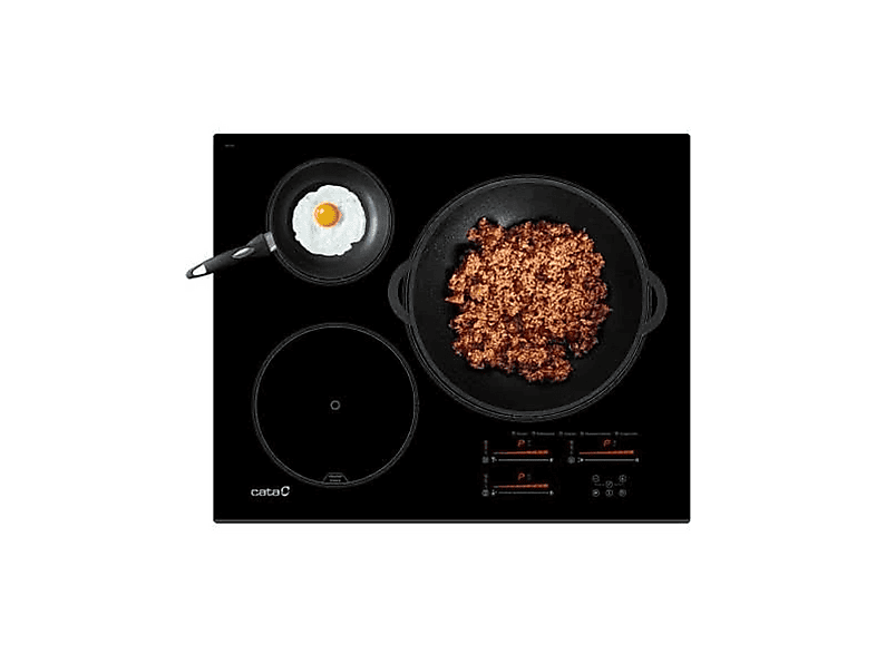 Placa de inducción - Cata Induccion Cata IINSB 6032 BK, 3 Fuegos zonas, 63 cm, Negro