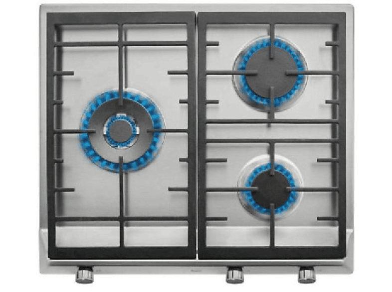Placa de gas - Teka EX 60.1 3G AI AL DR CI NAT, 3 zonas, Gas natural, 60 cm, Acero inoxidable