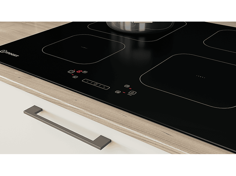 Placa de inducción - Indesit 8050147589847, 4 zonas, 590 mm, Negro
