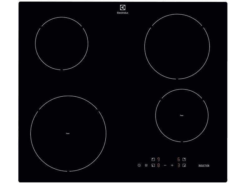 Placa de inducción - Electrolux 307936330, 4 zonas, 590 mm, Negro