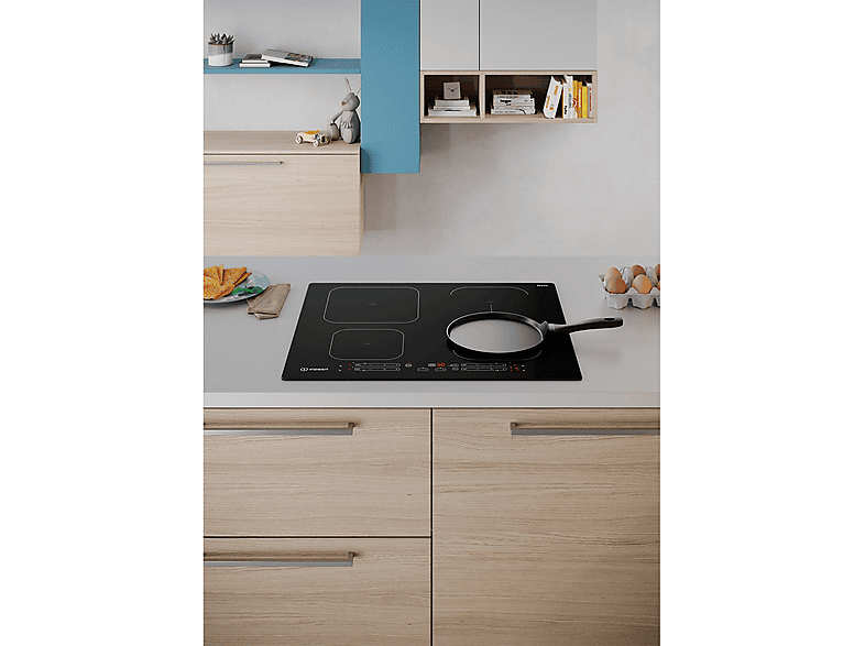 Placa de inducción - Indesit 869991583110, 4 zonas, 59 cm, Negro
