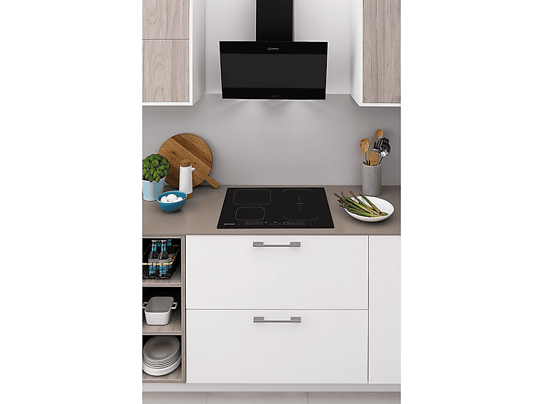 Placa de inducción - Indesit 869991583110, 4 zonas, 59 cm, Negro