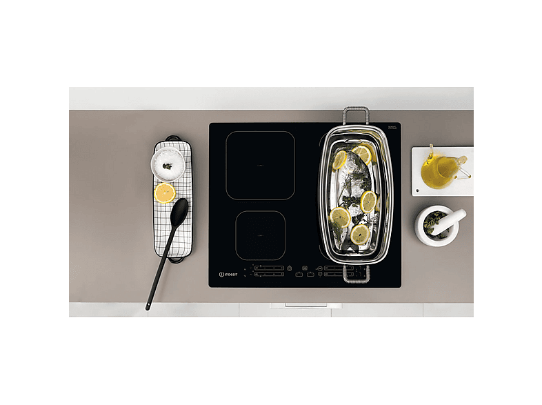 Placa de inducción - Indesit 869991583110, 4 zonas, 59 cm, Negro