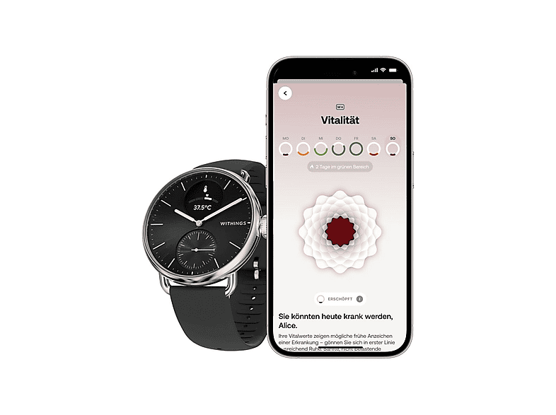 Smartwatch - Withings 56836, Acero inoxidable, Negro
