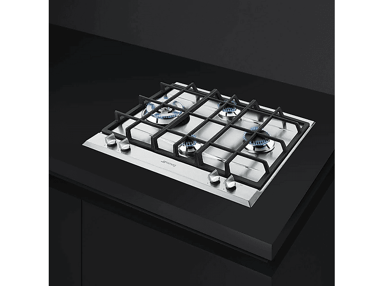 Placa de gas - Smeg P261XGH, 4 zona(s) zonas, Cilíndrico, 60 cm, Inox