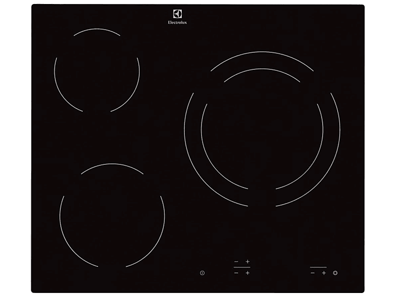 Placa de vitrocerámica - Electrolux 7332543384396, 3 zona(s) zonas, 590 mm, Negro