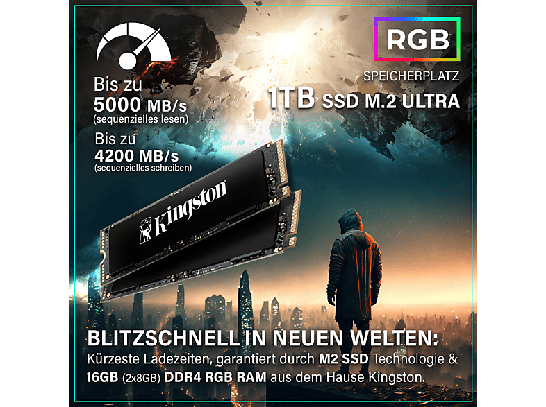PC Gaming - Greed MK2 Intel | Gaming Ordenador / Computer, Intel Core i7-12700F, 16 GB RAM, 1000 GB SSD, GeForce RTX™ 5060 Ti, Windows 11 Pro, Negro
