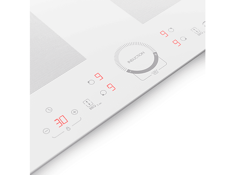 Placa de inducción - Klarstein Delicatessa 70 Flex, 4 zonas, 72 cm, Blanco