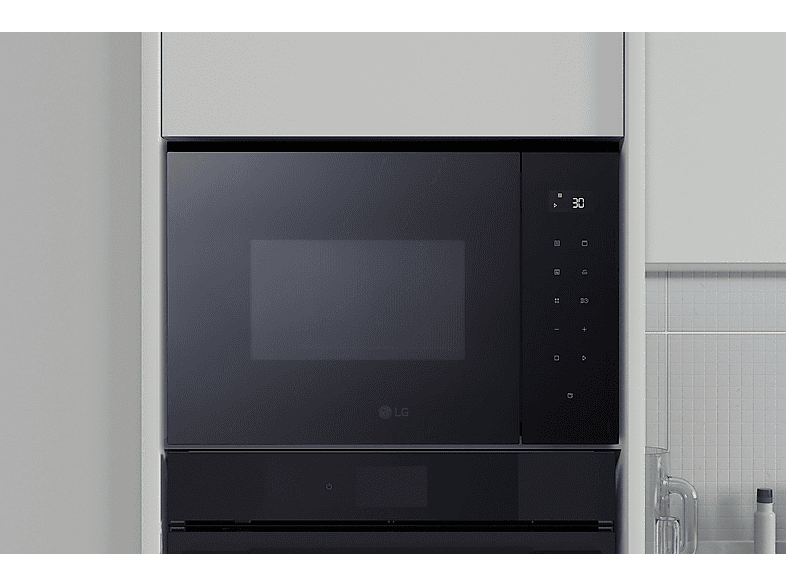 Microondas con grill integrable - LG MGBZ2593F, 900 W, 8 potencia, 25 l, Cristal Negro