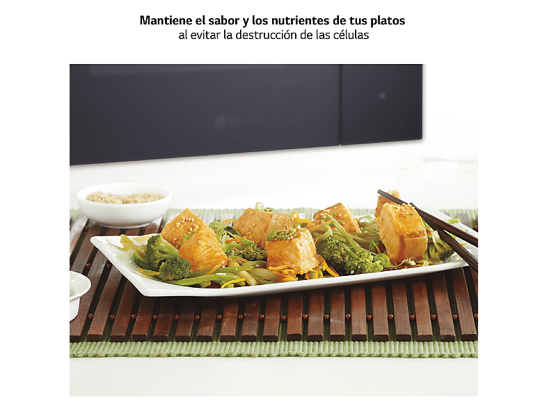 Microondas con grill integrable - LG MGBZ2593F, 900 W, 8 potencia, 25 l, Cristal Negro