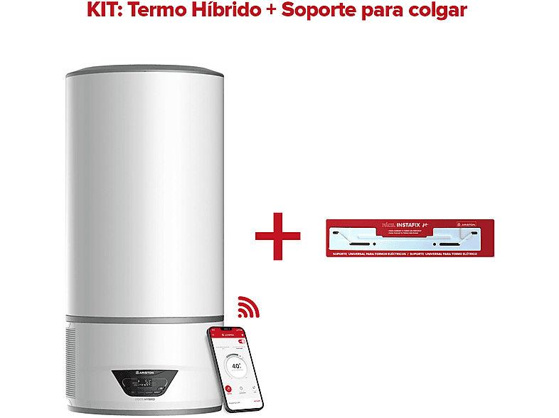Termo eléctrico - Ariston LYDOS HYBRID 80L + INSTAFIX, Blanco