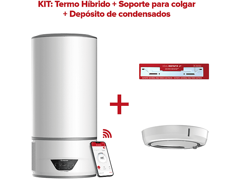 Termo eléctrico - Ariston LYDOS HYBRID 100L + VASCHETTA COND. + INSTAFIX, Blanco