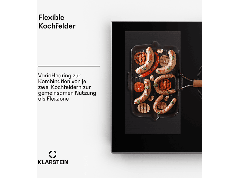 Placa de inducción - Klarstein Delicatessa 90 Hybrid Prime, 5 zonas, 90 cm, Negro