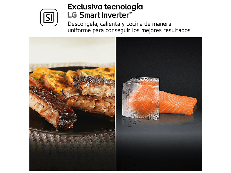 Microondas con grill - LG MH7265DPS, 1000 W, 5 niveles, Inverter, 32 l, Negro