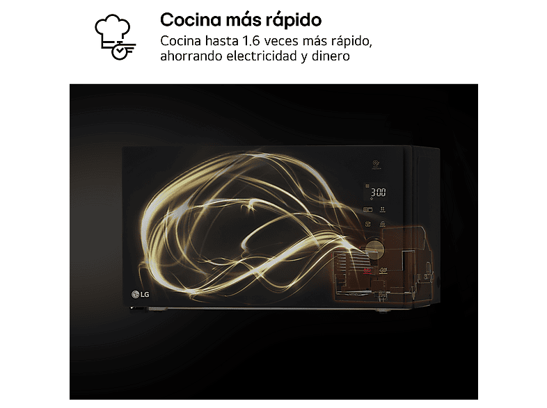Microondas con grill - LG MH7265DPS, 1000 W, 5 niveles, Inverter, 32 l, Negro
